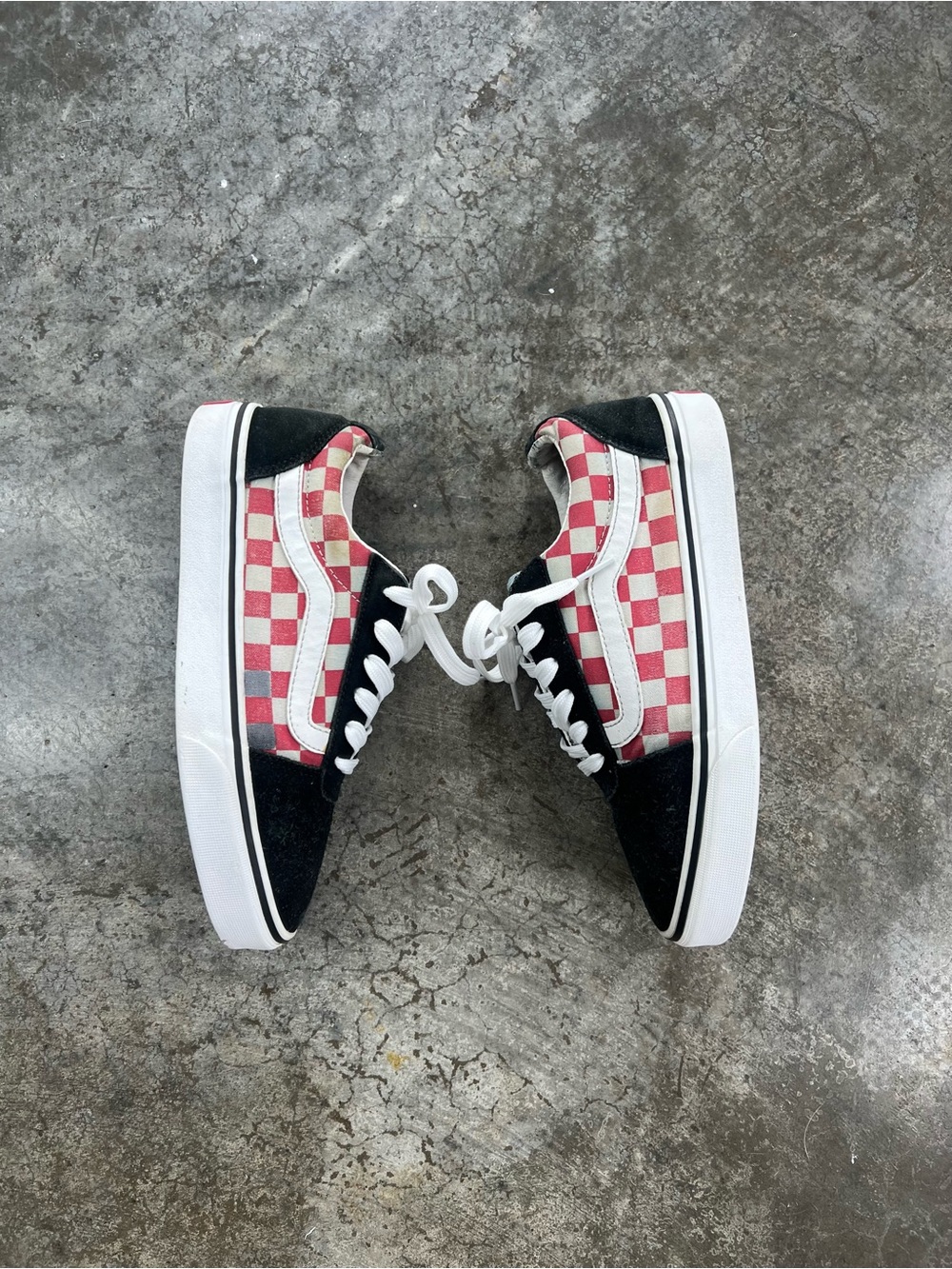 Vans Kids Checkerboard Lace-Up Sneakers - Pink & Black